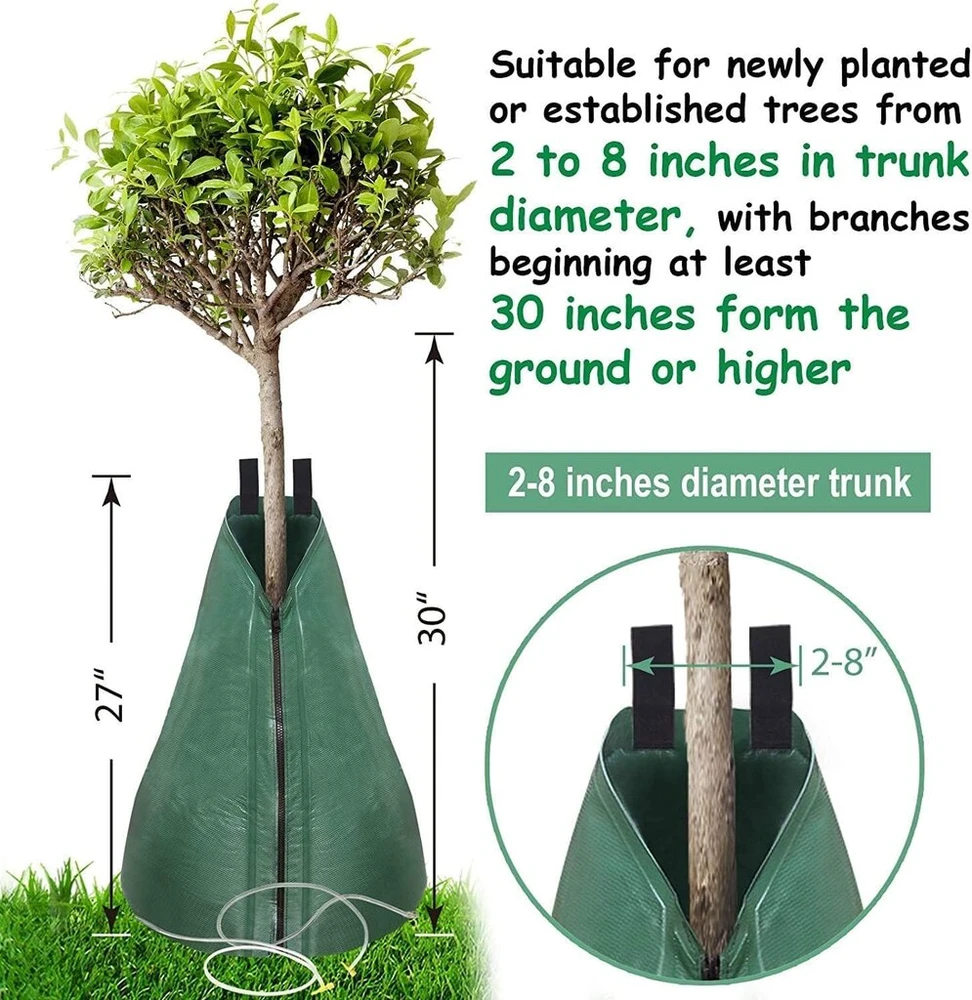 Hydrogarden 2 medžių laistymo maišai ilgalaikei laistymo sistemai | tvirtas 75 litrų vandens maišas, pagamintas iš uv spinduliams atsparaus pvc, augalų atrama karštai vasarai