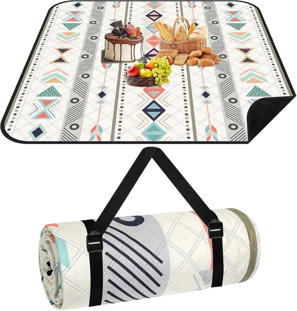 Hysagtek Pikniko Antklodė, 200 x 200 cm Pikniko Antklodė, Vandeniui atspari, Didelė Paplūdimio Antklodė, Boho Pikniko Antklodė, Lauko Izoliuota Pikniko Antklodė Baseinui, Paplūdimiui, Parkui, Kelionėms, Žygiams, Žaidimų Aikštelei