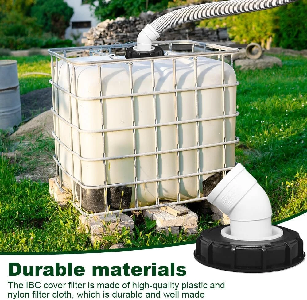 Ibc dangtelio filtras, nailoninis dangtelis su filtru, plaunamas, 163 mm, ibc filtro dangtelis su lanku, dn 75, 45° bako dangtelis, vandens filtras lietaus vandens talpyklai, statinės ibc konteineris