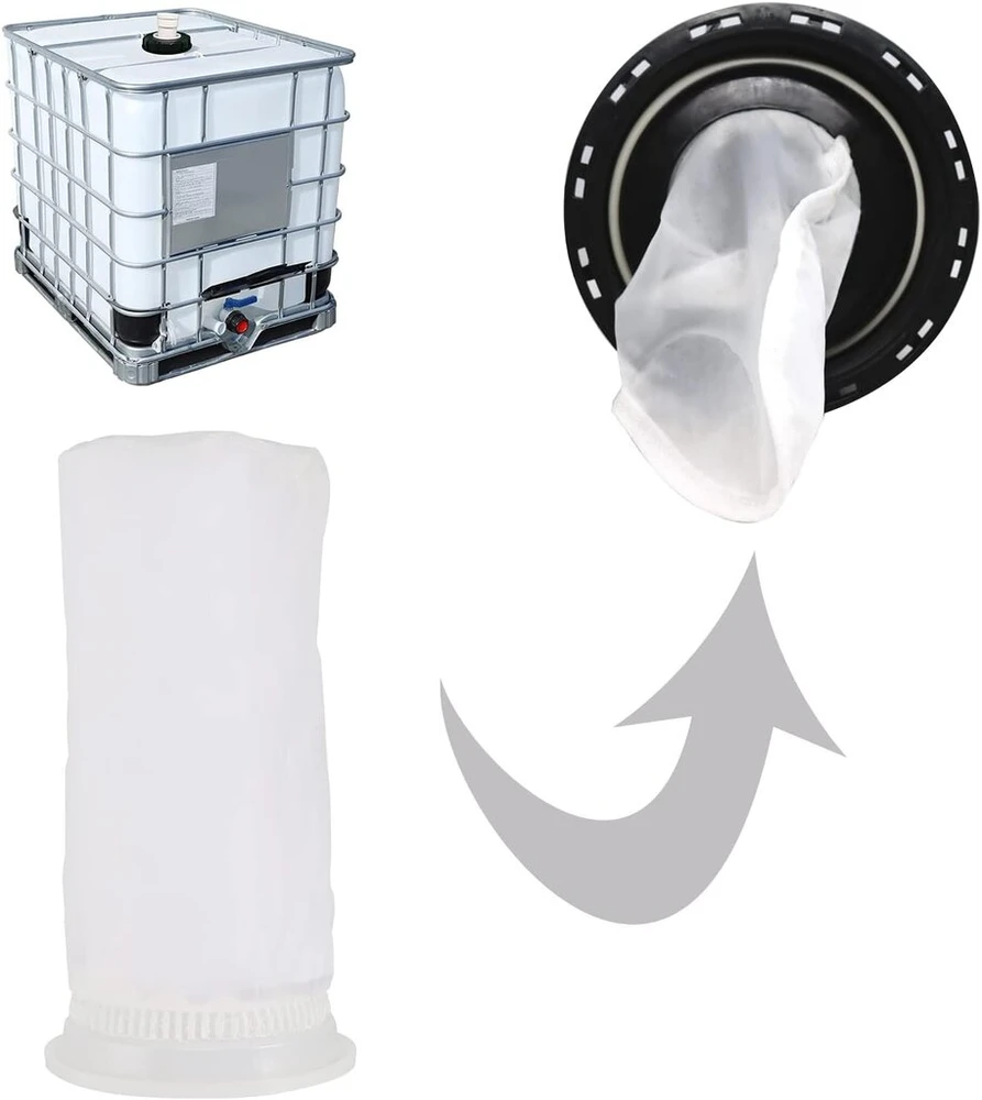 Ibc nailono filtras, ibc atsarginis nailono filtras, 2 vienetų ibc nailono filtras, ibc dangtelio filtras, nailono statinės ibc filtras, skirtas ibc lietaus vandens talpai, 10,5 x 20,5 cm