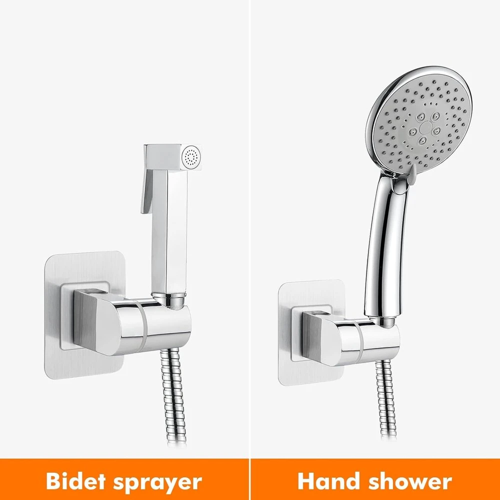 Ibergrif M20406 dušo galvutės laikiklis, be gręžimo, 3m lipdukas, reguliuojamas dušo laikiklis, rankinio dušo laikiklis, universalus, rankinis dušas, dušo laikiklis montuojamas ant sienos, du montavimo būdai, sidabrinis