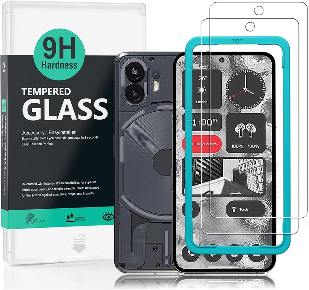 Ibywind Nothing Phone (2) 5g (6.7 colio) ekrano apsauga su 2 grūdinto stiklo vienetais [pirštų atspaudų skaitytuvas, be burbuliukų] skaidri