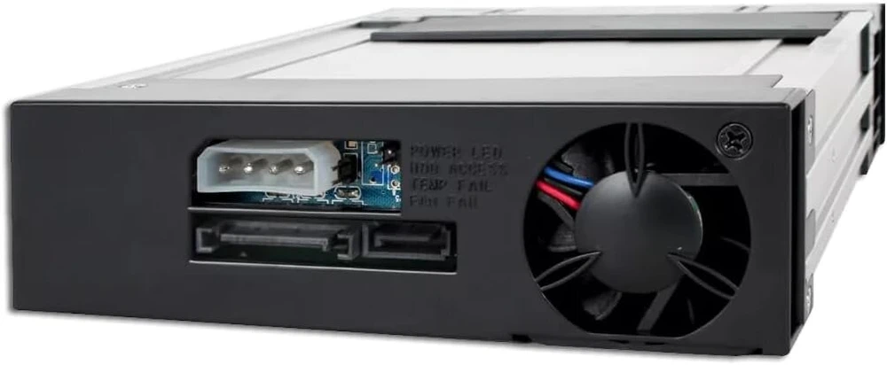 Icy Dock 5.25 colių Hot Swap Sata 2 aliuminio vidinis mobilusis rėmas, kompaktiška versija - juodas