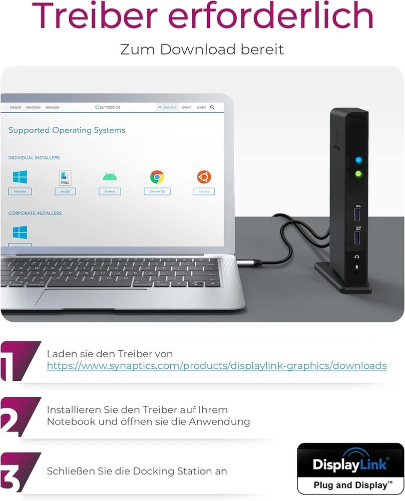 Icybox Ib-dk2241ac universali doko stotis nešiojamam Kompiuteriui/pc