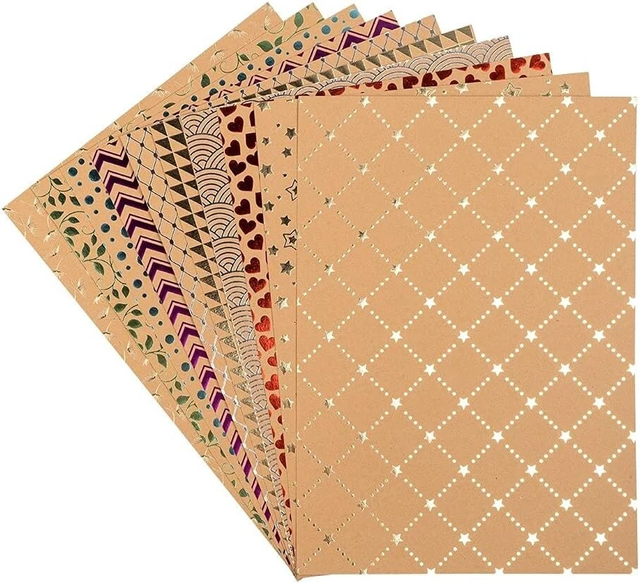 Ideen mit Herz 10 dizaino popieriaus lapų, fonai, din a4, 250 g/m², 10 skirtingų dizainų, kraft popierius su įmantria folijos apdaila
