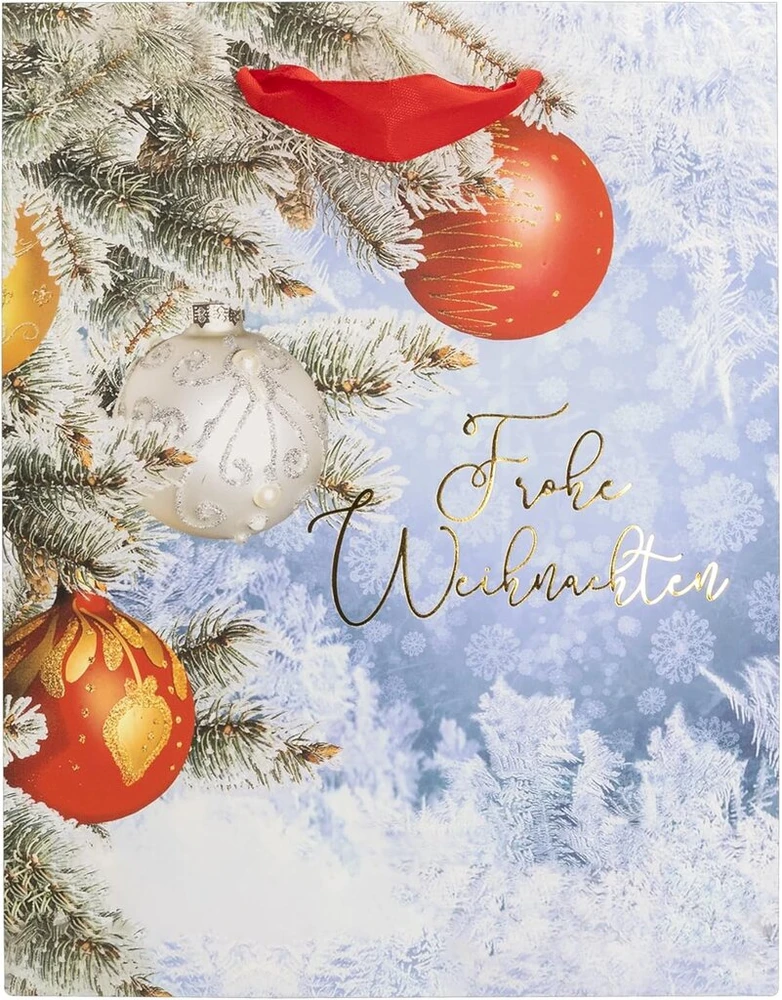 Idena 30500 -10 Dovanų maišeliai Baltas Christmas, 10 vnt., dovanų maišeliai, dydis 25 x 34 x 9 cm, popieriniai maišeliai Kalėdoms