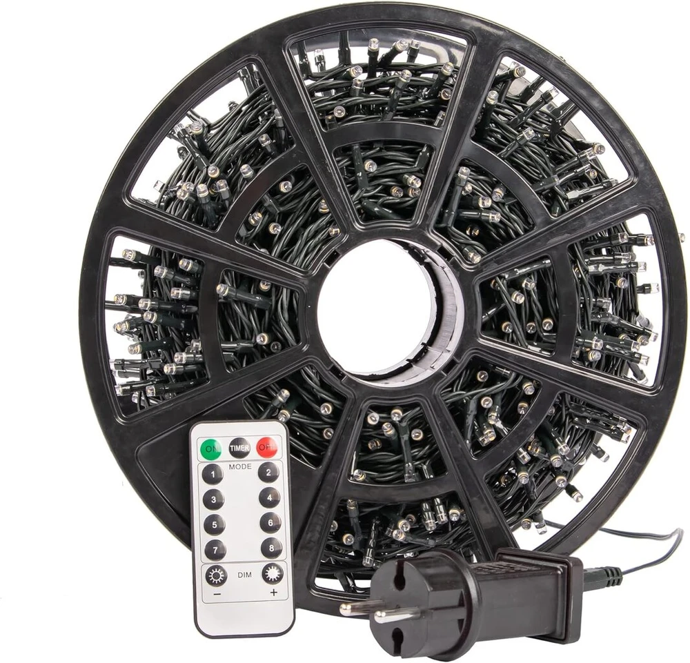 Idena 31115 Led girlianda su 1000 šiltos baltos spalvos Led, 8 valandų laikmačio funkcija, reguliatoriumi ir atmintimi, su kabelio rite, apie 35 m ilgio, rankdarbiams, vakarėlių dekoravimui, kalėdinei dekoracijai, vestuvėms