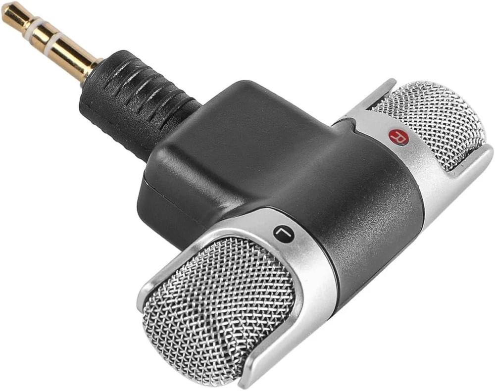 Ieron mini stereo kondensatorinis mikrofonas studijos transliavimui, paauksuotos 3.5 mm jungtys, skirtas pc, nešiojamam kompiuteriui ir kameros įrašymui
