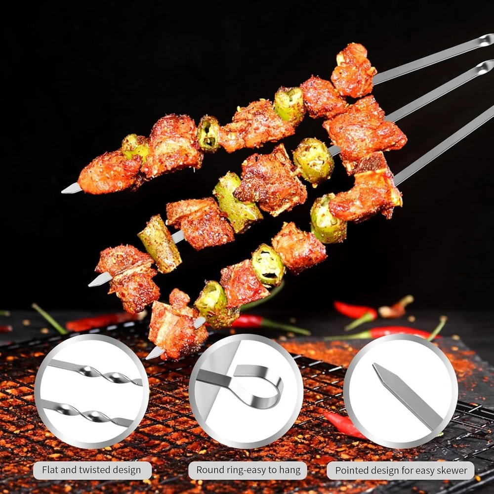 Iešmai su laikikliu Bbq, nerūdijančio plieno rinkinys