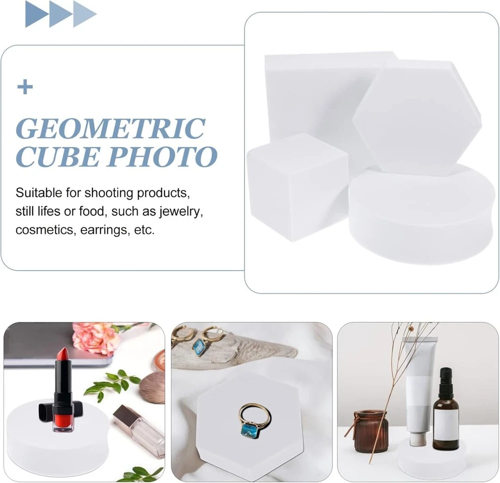 Objektyvas Ifundom 4 vnt. fotografijos fono rekvizitai geometriniai kubo nuotraukų rekvizitai lūpų dažams papuošalams makiažo aksesuarams modeliavimui