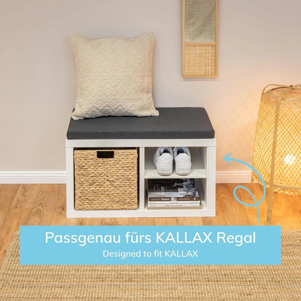 Ikea Kallax lentynos uždangalas 76 x 39 x 4 cm sėdynės pagalvėlė sėdynės pagalvėlė indaujai kaip sėdynė / patvarus užvalkalas / pilka anglis
