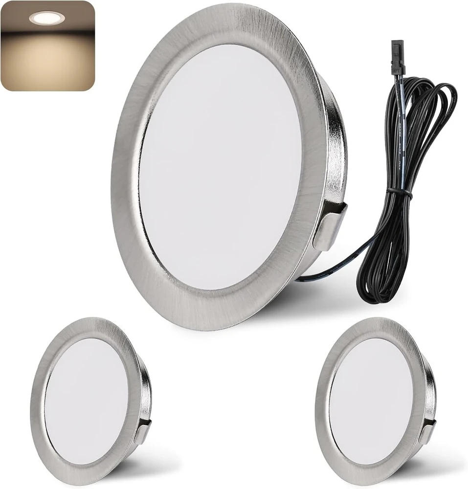 Įleidžiami Led prožektoriai 12v 4000k Neutrali balta, pritemdomi, 3w, 3 vnt.