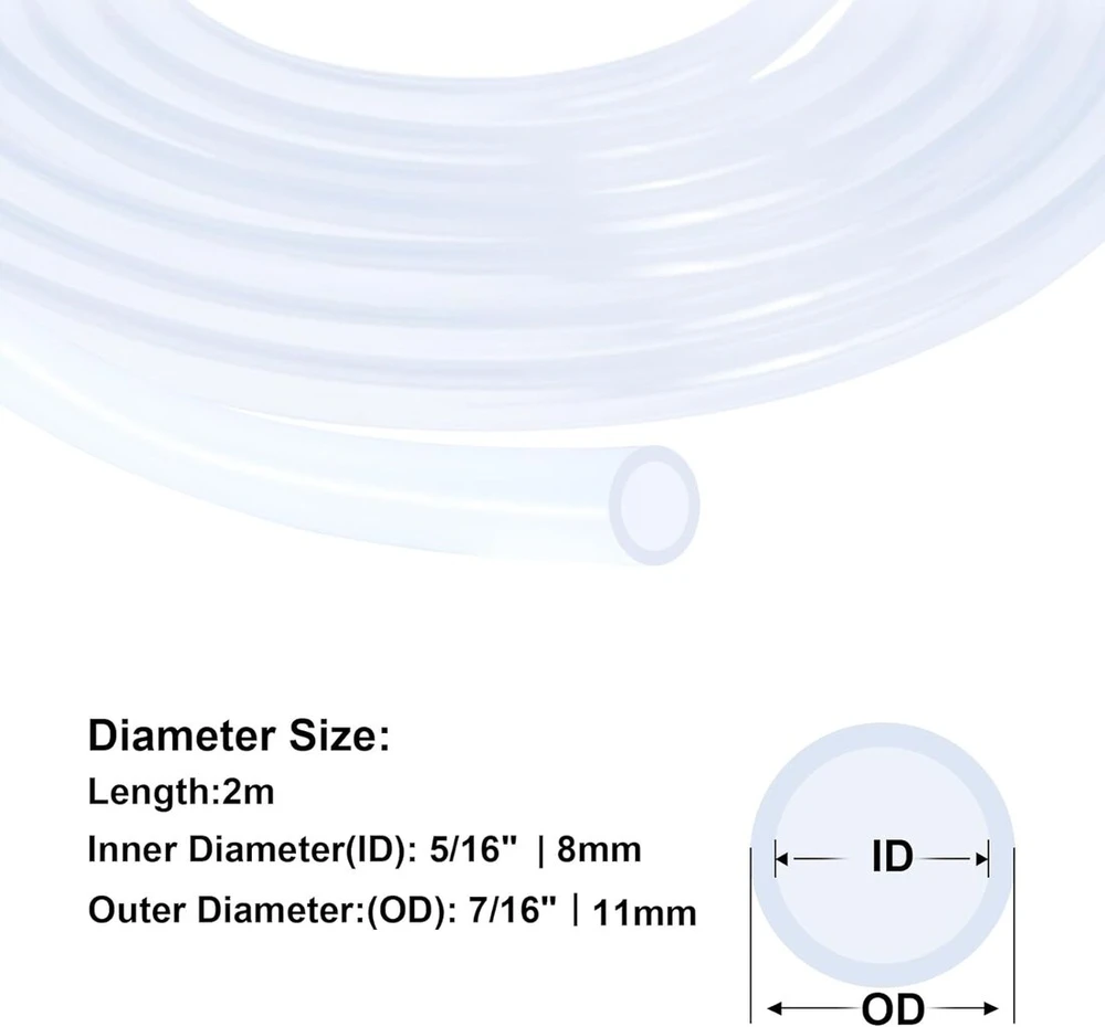 Imeistek maistinė silikoninė žarna, 8 mm id x 11 mm od 2 metrų, lanksti skaidri silikoninė žarna, vandens oro žarna