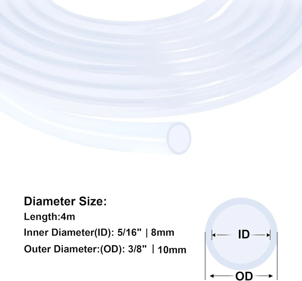Imeistek silikoninė žarna 8 mm id x 10 mm od 4 metrų, lanksti maistinė silikoninė žarna vandens oro vamzdis skaidri