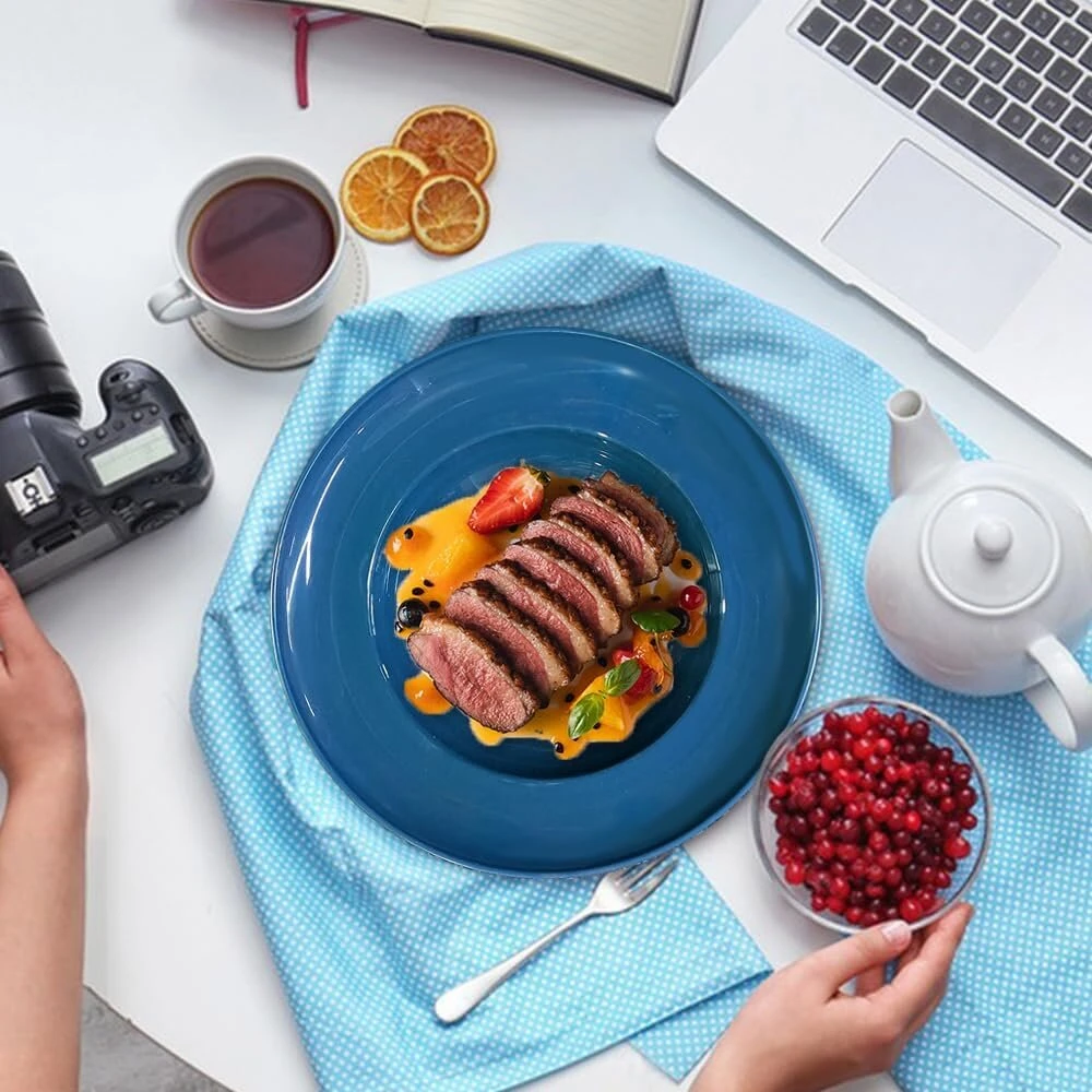 Imposyu 6 makaronų lėkščių rinkinys, sriubos lėkštės, gilus plastikas, daugkartinio naudojimo, 23 cm, spagečių lėkštės, makaronų lėkštės, puikiai tinka makaronams, salotoms, kepsniams