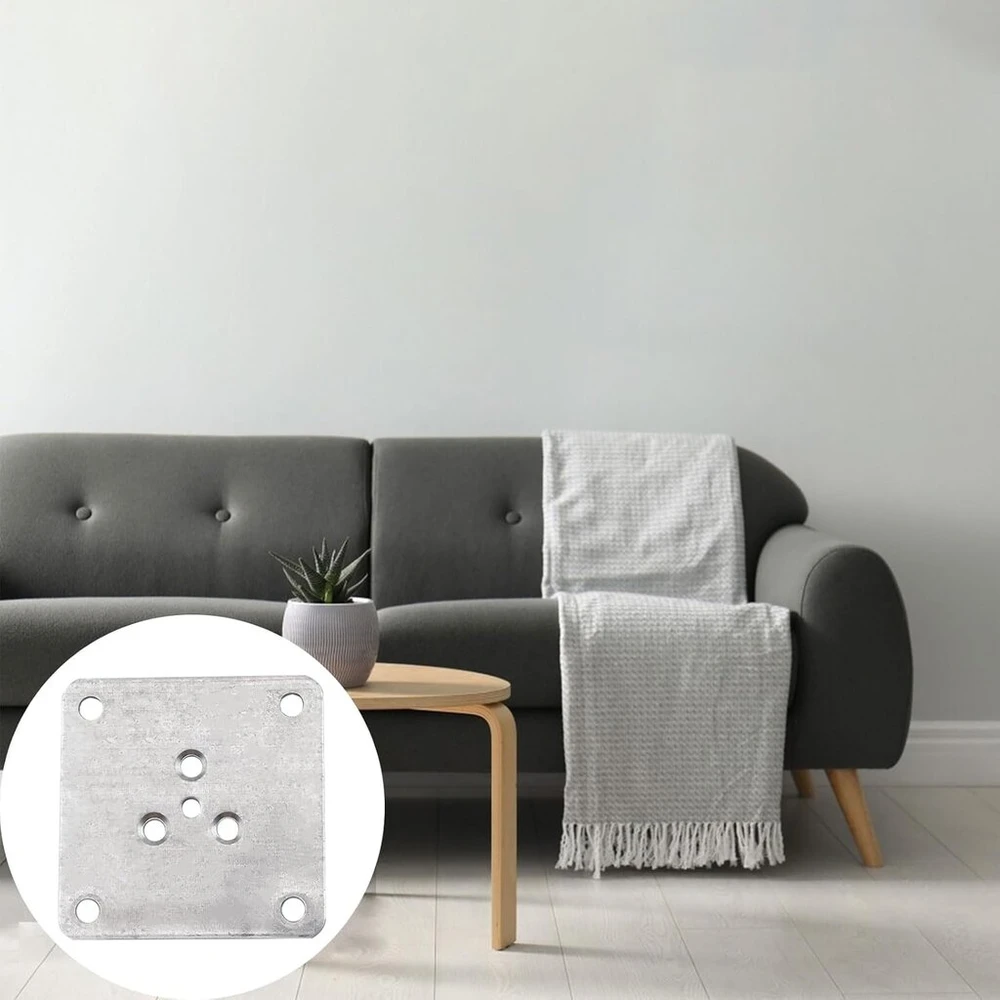 Fotelis Increway Tvirtinimo plokštelės, 4 vnt. didelio atsparumo sofos kojų tvirtinimo plokštelės plokščios patvarios plieninės baldų kojų tvirtinimo plokštelės su varžtais sofoms, kušetėms, kėdžių sėdynėms