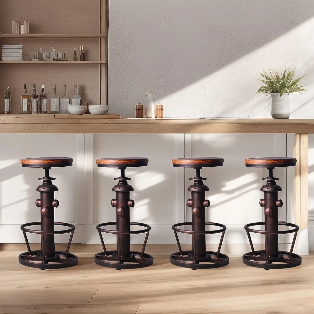 Industrialinė pasukama baro kėdė Coffee Kitchen Dining Fire Hydrant reguliuojamo aukščio medinė sėdynė