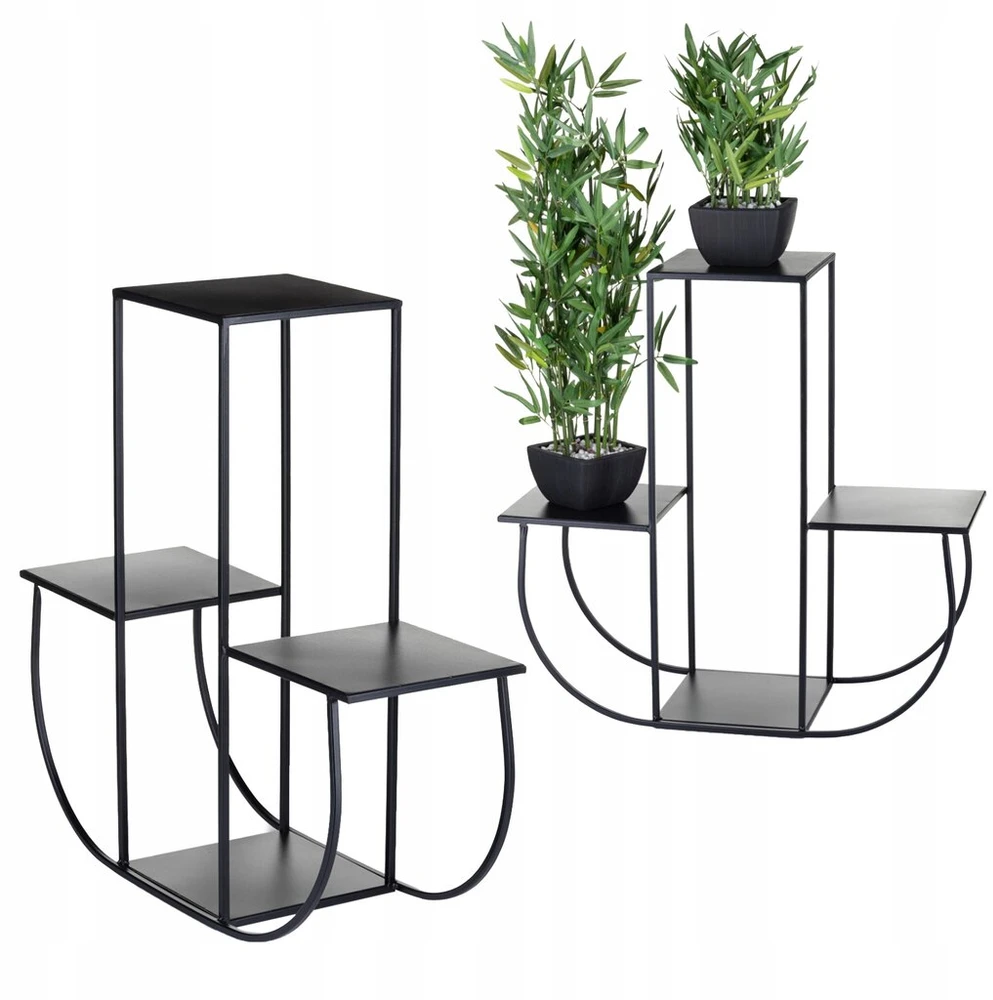 Industrialinis gėlių stovas, juodas, 70 cm, metalinis stovas