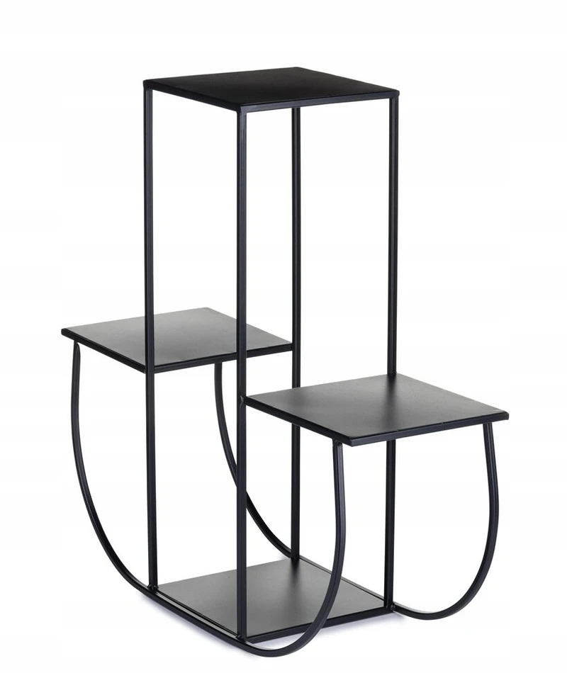 Industrialinis gėlių stovas, juodas, 70 cm, metalinis stovas