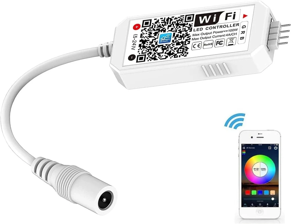 Inextstation Mini Rgb Led juostos valdiklis Dc12-24v su Wifi / valdymas per programėlę, nuotolinio valdymo pultelis, veikiantis su Alexa/google Assistant/ifttt Android/ios visoms 2835 3528 5050 Led juostoms