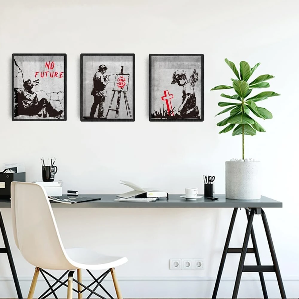Infunly 6 dalių banksy meno paveikslų rinkinys be rėmo - drobės paveikslai sienų menas grafiti gatvės sienų meno plakatas su įkvepiančiomis citatomis - gatvės drobė svetainei miegamajam namų dekoravimui