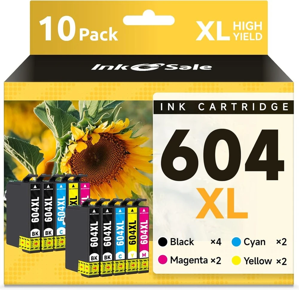 Ink e-sale 604 604xl spausdintuvo kasetės, suderinamos su epson 604 xl, 10 vnt., skirtos expression home xp-3200 xp-3205 xp-4200 xp-4205 xp-2200 xp-2205 workforce wf-2910 wf-2930 wf-2935 wf-2950
