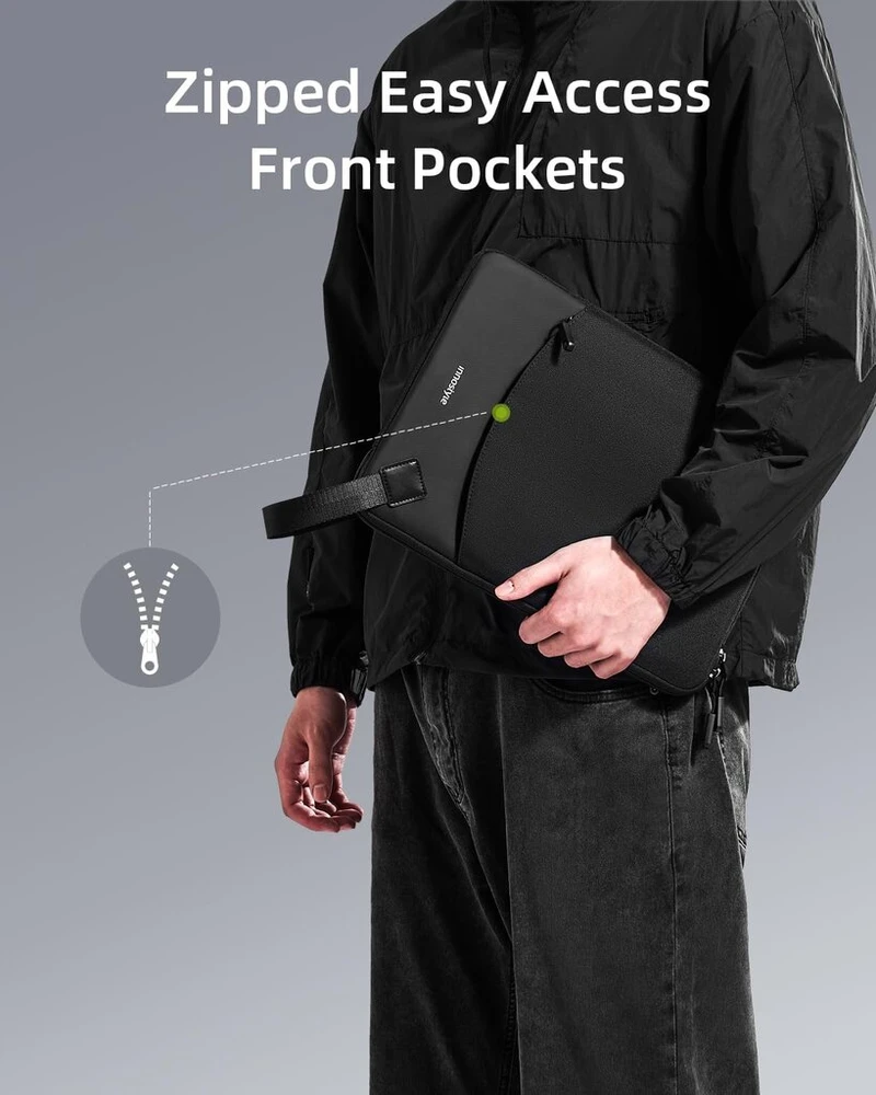 Innostyle nešiojamas krepšys, vandeniui atsparus nešiojamas krepšys su priedų kišene, suderinamas su Macbook Pro/air, Hp Probook, Dell, Yoga, Asus, juodas