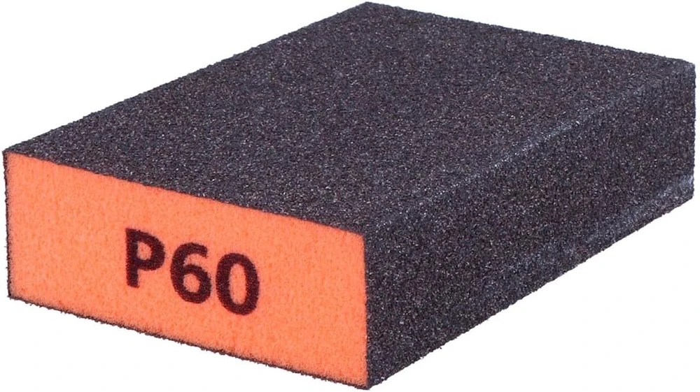 Innspiro lankstus šlifavimo blokas iš putų, vidutinio rupumo, 60 gritų, 10 x 7 x 2,5 cm, skirtas šlifuoti ir poliruoti medieną, dažus, plieną, rūdis