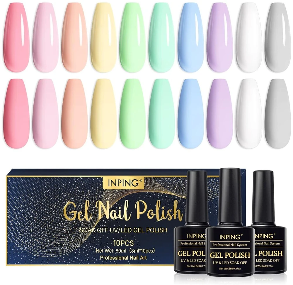 Inping Uv nagų lakas, 10 spalvų pastelinių macaron rinkinys, gelinis nagų lakas, Uv gelinis nagų lakas, mirkomas Led nagų dailė, manikiūro dovanos moterims, "pasidaryk pats" salonas