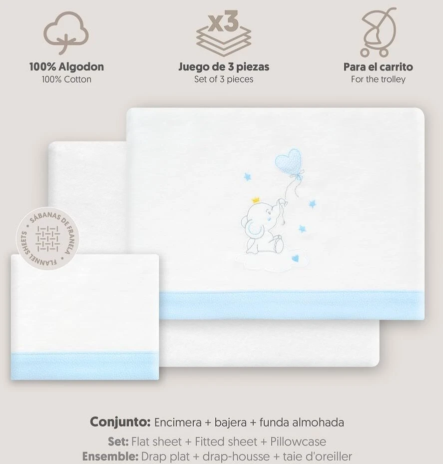 Interbaby 40x80 cm vaikiškos lovytės patalynės komplektas - drambliukas
