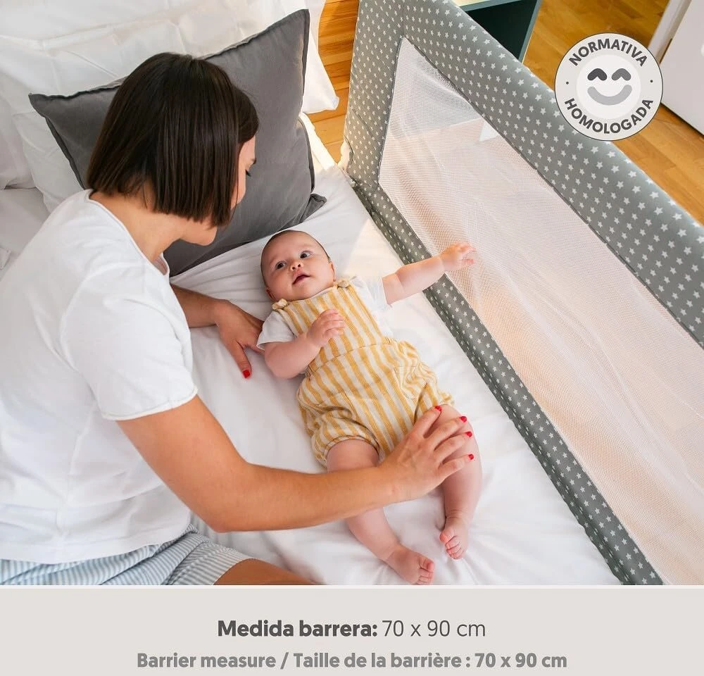 Lova Interbaby vaikiški apsauginiai varteliai sulankstomas 90 cm lovos barjeras vaikams nuo 18 mėnesių iki 5 metų, lengvas montavimas, saugus, suderinamas su ištraukiamomis lovomis | Star