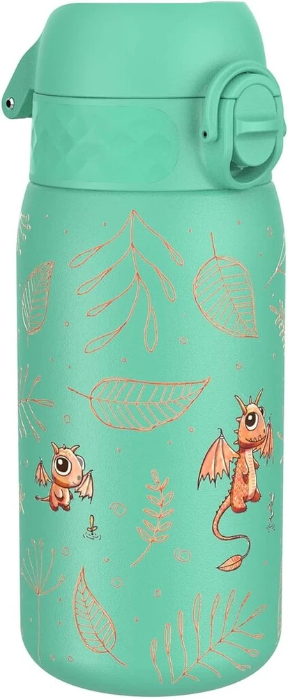 Ion8 vaikiška gertuvė, nerūdijantis plienas, lengva, 400 ml, neizoliuota, nepralaidi, atidaroma viena ranka, saugus užraktas, galima plauti indaplovėje, atlenkiamas dangtelis, lengva valyti, kiaušinis drakonui