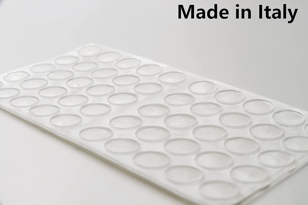 Ipea neslystantys lipdukai daiktams, nešiojamiems kompiuteriams, baldams - 100 vnt. pakuotė - pagaminta Italijoje - permatomi mini silikoniniai buferiai - nematomi padeliai - 10 x 1,5 mm