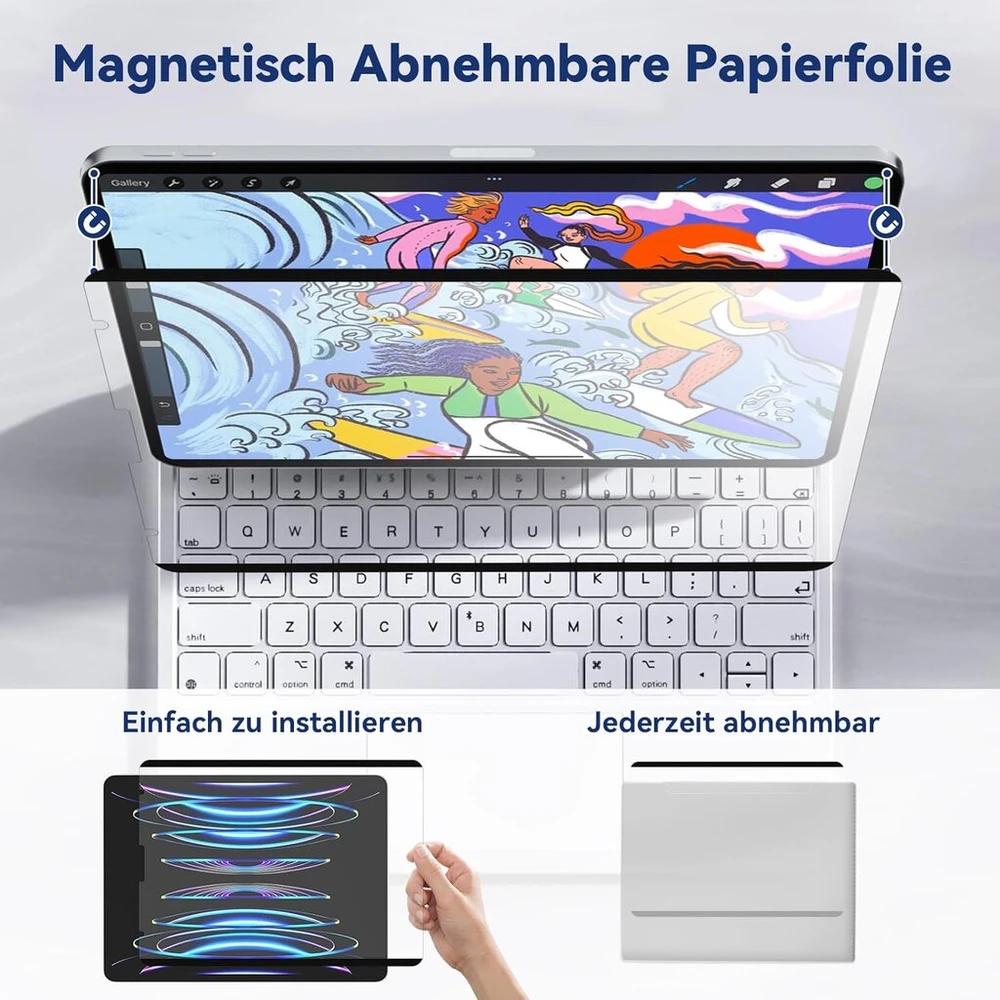 Iprokko 2 magnetinių popieriaus ekrano apsaugų paketas, suderinamas su Ipad Pro 11 (2022, 2021, 2020, 2018) ir Ipad Air 5 (2022) ir Ipad Air 4 kartos 10,9 colio matiniu popieriaus plėvelės ekrano apsauga