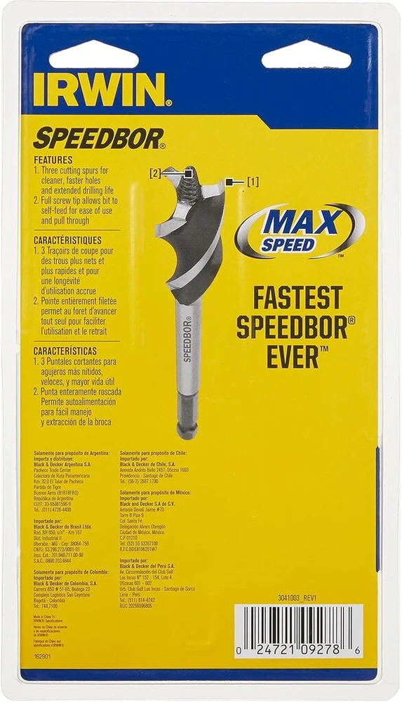 Irwin Tools Speedbor Max Speed medžio grąžtų rinkinys, 3 vnt. (3041003)