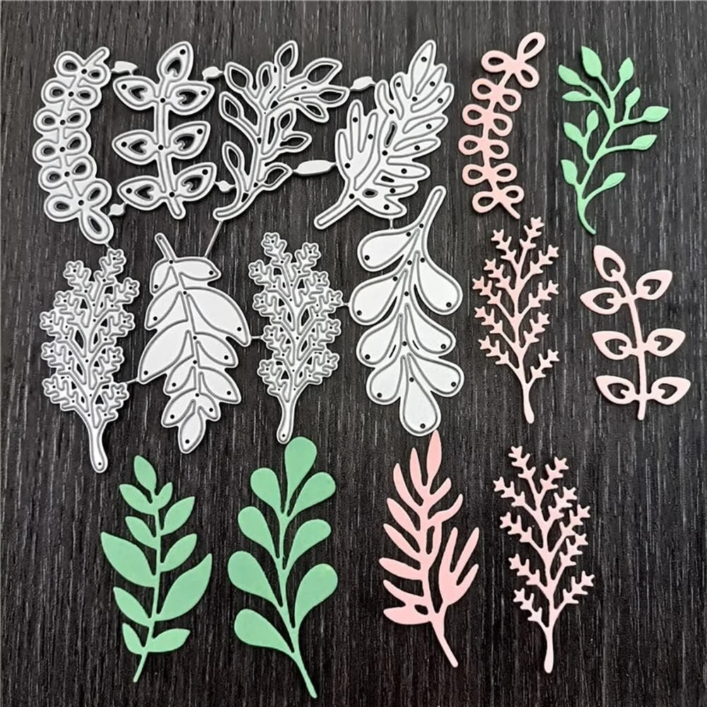 Isaken Trafaretai lapų augalų išpjovimo formelės fono rėmelis scrapbooking'ui įspaudimo trafaretai metalo išpjovimo formelės trafaretai scrapbooking'ui nuotraukų popieriaus kortelių amatų įspaudimo "pasidaryk pats" gamybai