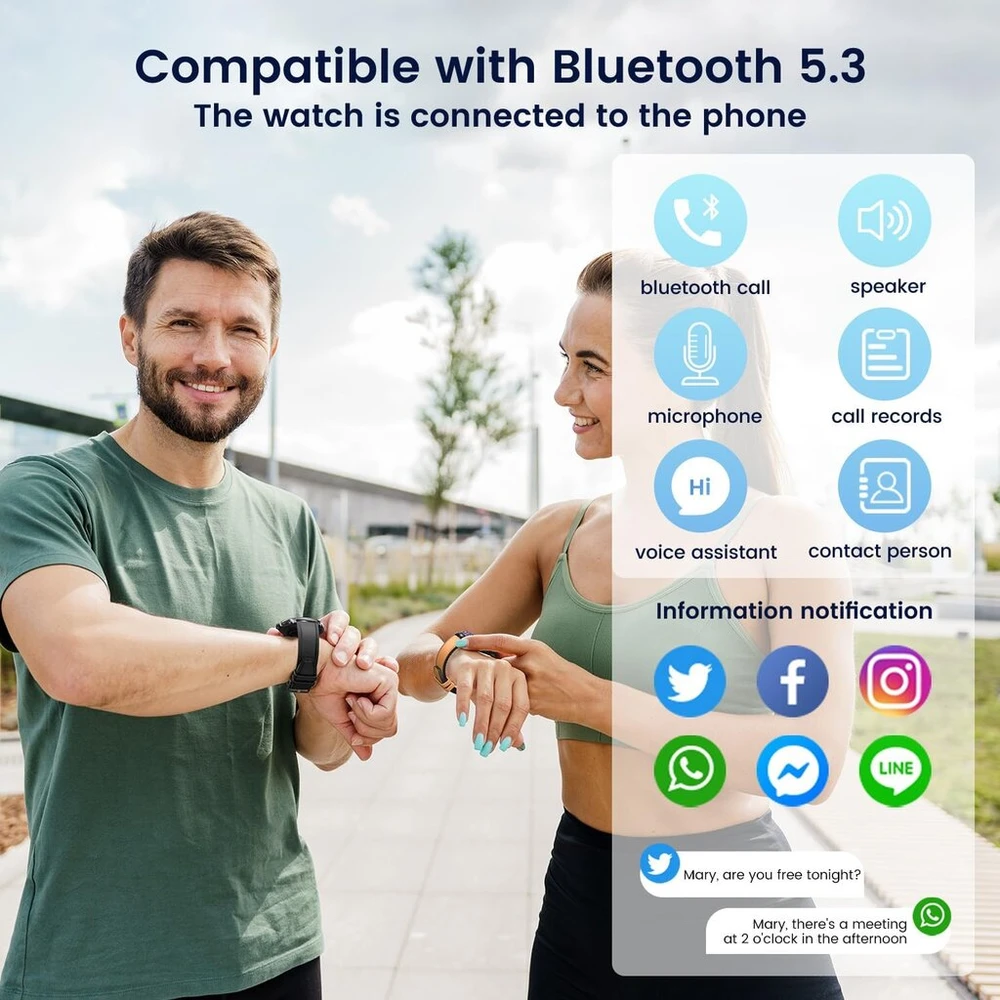 Išmanusis laikrodis sportui, atsparus vandeniui: vyriškas išmanusis laikrodis su 1.43 colių Amoled jutikliniu ekranu, apvalus, kraujo spaudimo, širdies ritmo, sportinis žingsniamatis, telefono funkcija, odinis dirželis, skirtas Android ir Ios