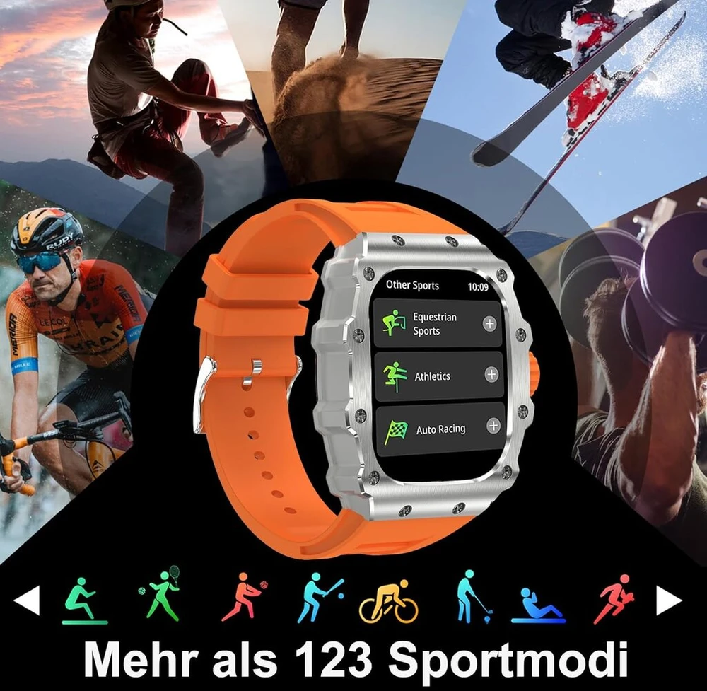 Išmanusis laikrodis vyrams su skambučiais, Amoled ekranu, 123 sporto režimai