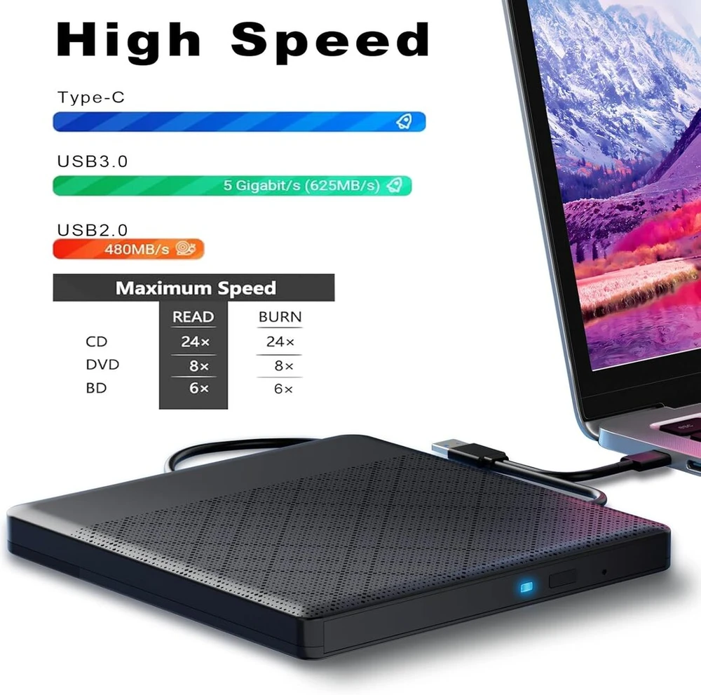 Išorinis "blu-ray" įrenginys "blu-ray" įrenginys Dvd/bd grotuvas Skaitymo/rašymo nešiojamas "blu-ray" įrenginys Usb 3.0 ir Type-c Dvd įrašymo įrenginys Itin didelės raiškos "blu-ray" įrašymo įrenginys, skirtas Windows 7/8/10/11/macos