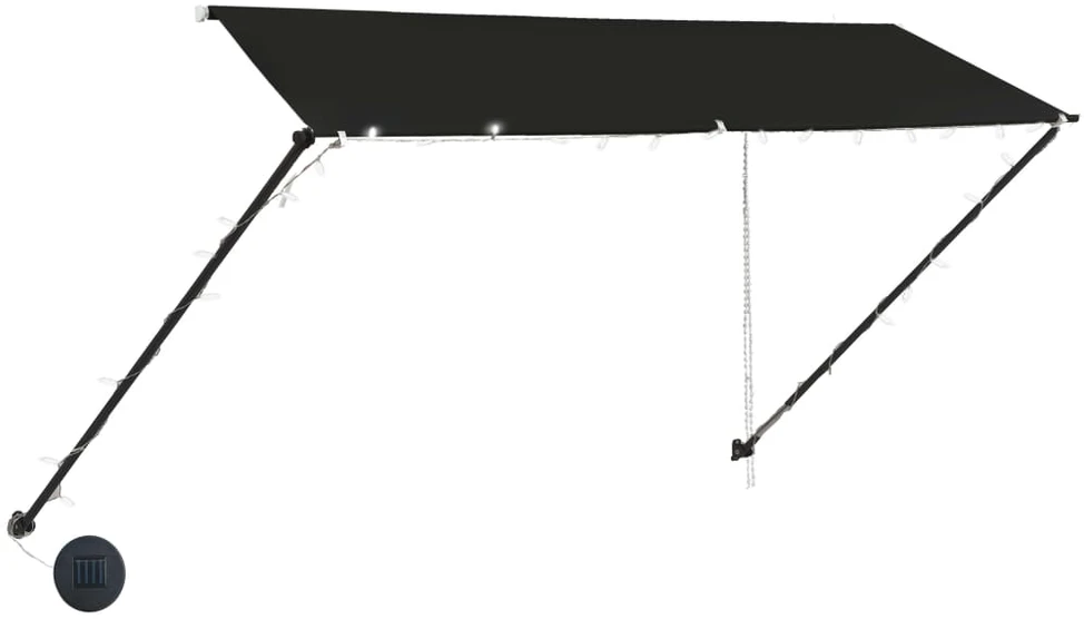 Ištraukiama markizė su LED, antracito spalvos, 300x150cm