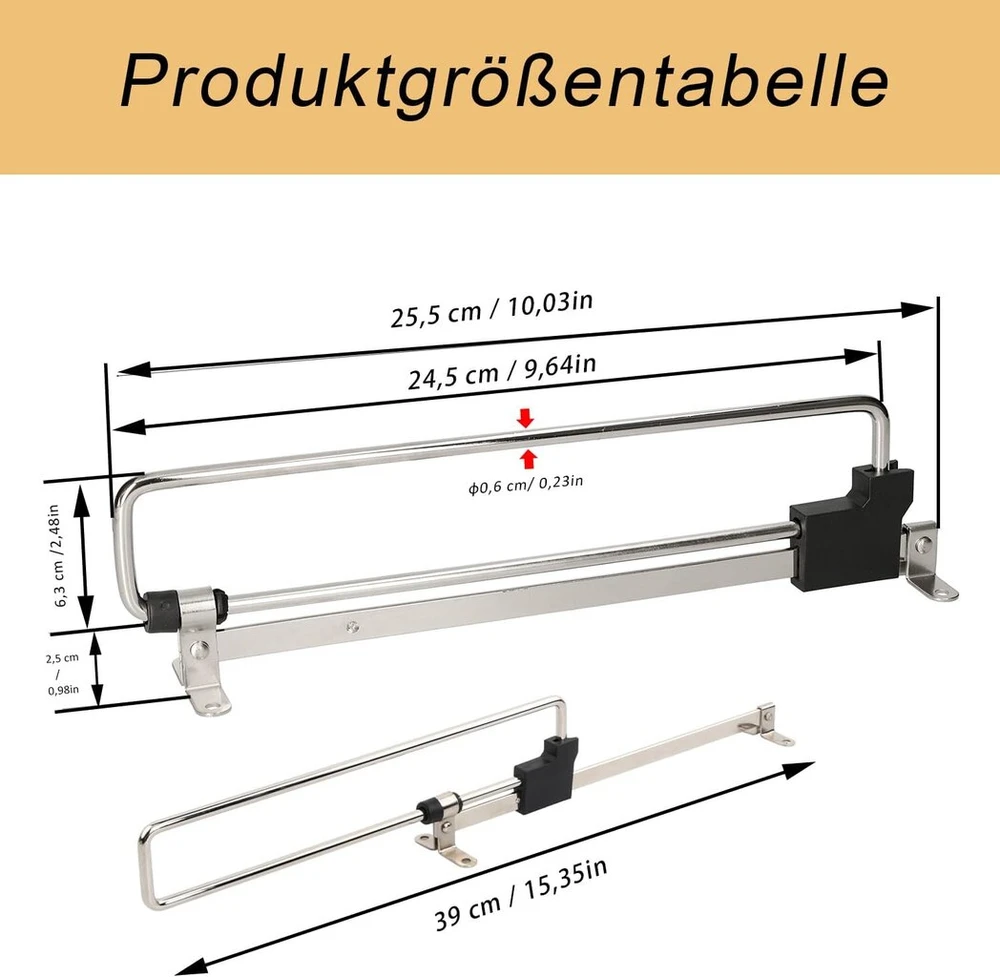 Ištraukiamas drabužių kabykla, 25 cm drabužių kabykla, ištraukiama spintos kabykla, nerūdijančio plieno spintos kabykla, ištraukiamos pakabos, su varžtais, spintelėms ir sandėliavimo zonoms