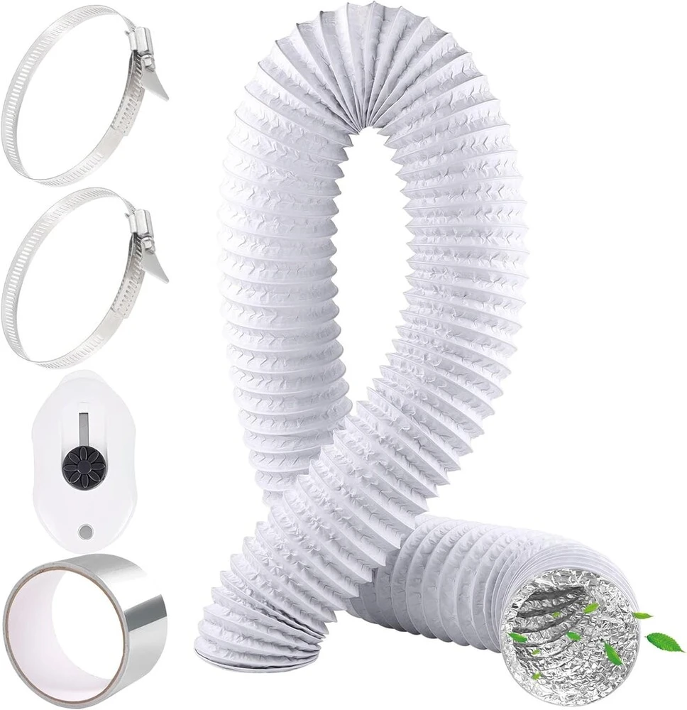 Ištraukimo žarnos skersmuo 150 mm 2,5 m lanksti žarna pvc ventiliacijos žarna su aliuminio juosta 50 mm x 5 m ir 2 žarnų spaustukai nerūdijančio plieno aliuminio ištraukimo vamzdis oro kondicionieriui džiovyklei