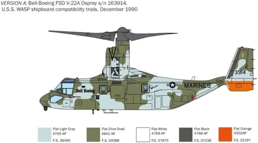 Italeri 1463 1:72 V-22 Osprey Tilt Rotor - konstravimo rinkinys, statomas modelis, rankdarbiai, hobis, klijavimas, plastikinis rinkinys, detalus, įvairiaspalvis
