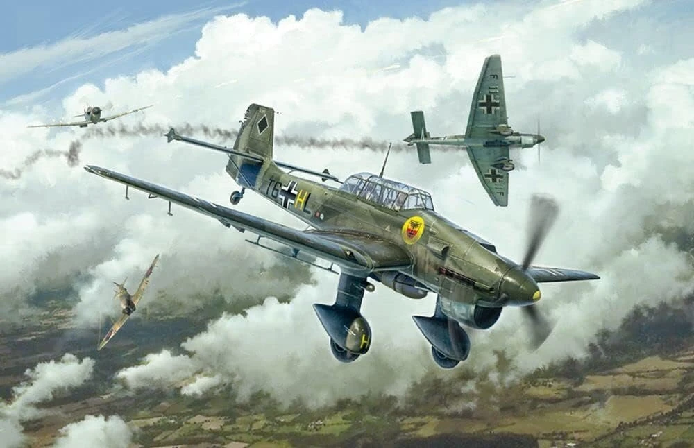 Italeri 1:48 Junkers Ju-87b Stuka Bat.o.brit., modeliavimo rinkinys, statomas modelis, rankdarbiai, hobis, klijavimas, plastikinis rinkinys, detalus