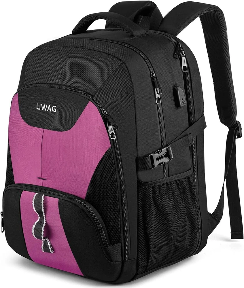 Itin didelė kuprinė, 50 l, neperšlampama, 17 colių (43,1 cm) nešiojamojo kompiuterio krepšys, darbo nešiojamojo kompiuterio kuprinė su Usb įkrovimo prievadu, apsauga nuo vagystės, verslui, kelionėms, mokyklinė kuprinė moterims, mergaitėms, paauglėms, viol
