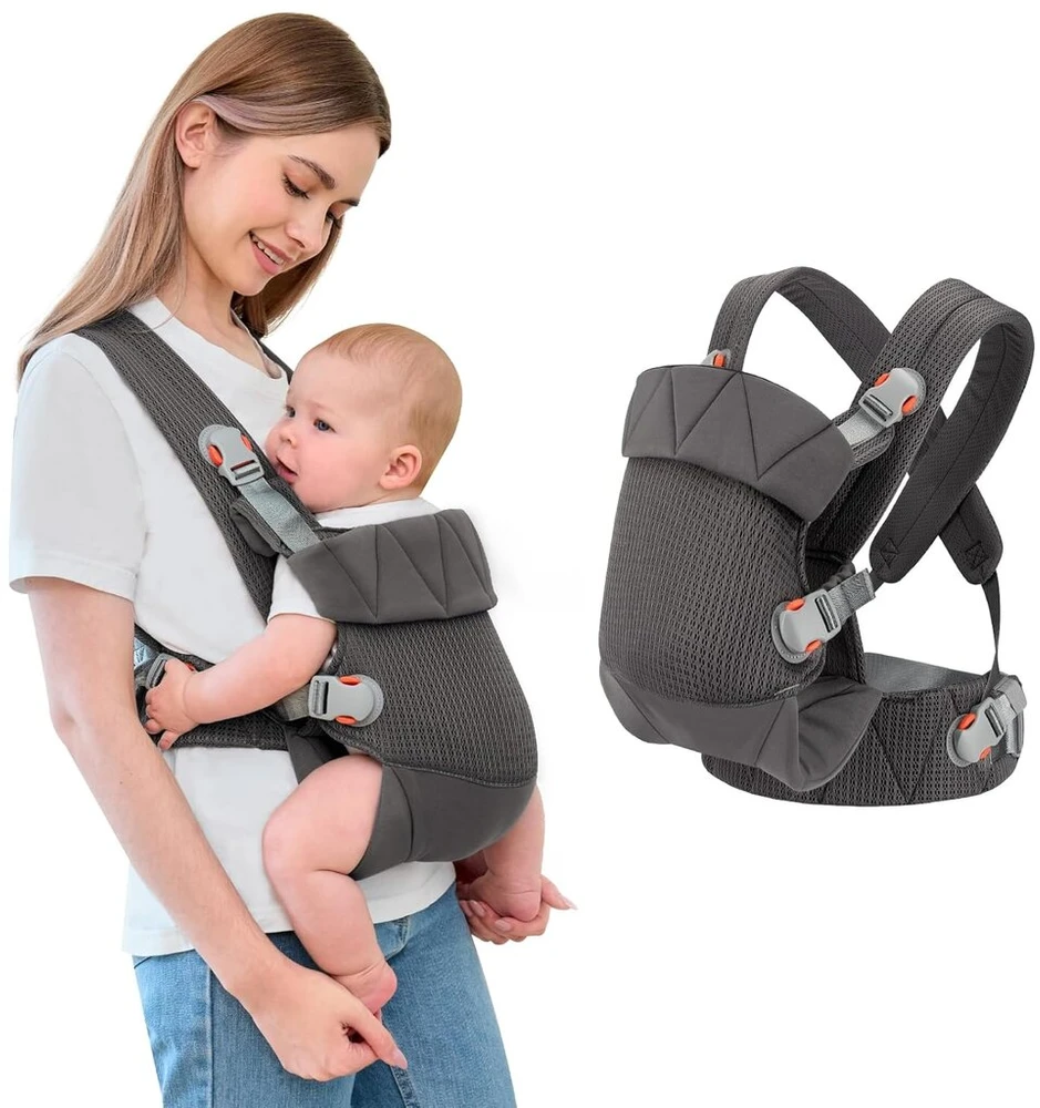 Iulonee nešyklė naujagimiams, ergonomiška nešyklė, nešiojama nešyklė, priekyje ir nugaroje, kūdikio laikiklis, nešyklė kūdikiams, vaikams, tamsiai pilka
