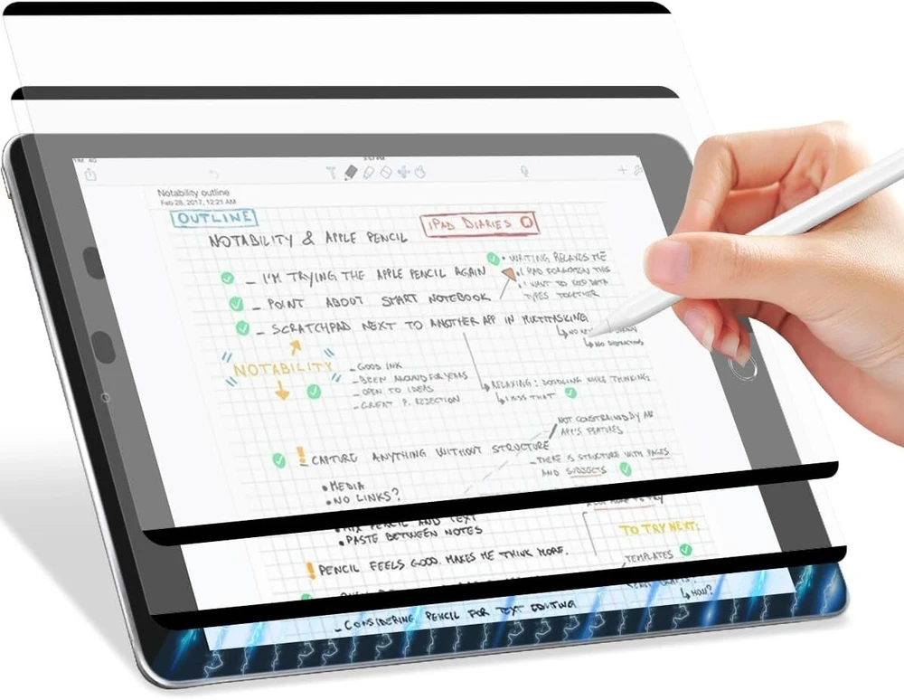 Iveoppe 2 vnt. popieriaus magnetinė plėvelė, skirta Ipad 9 (2021)/ipad 8 (2020)/ipad 7 (2019) 10,2 colio, 9-osios/8-osios/7-osios kartos apsauginei plėvelei, matinei popieriaus plėvelei, ekrano plėvelei, nuimama ir daugkartinio naudojimo