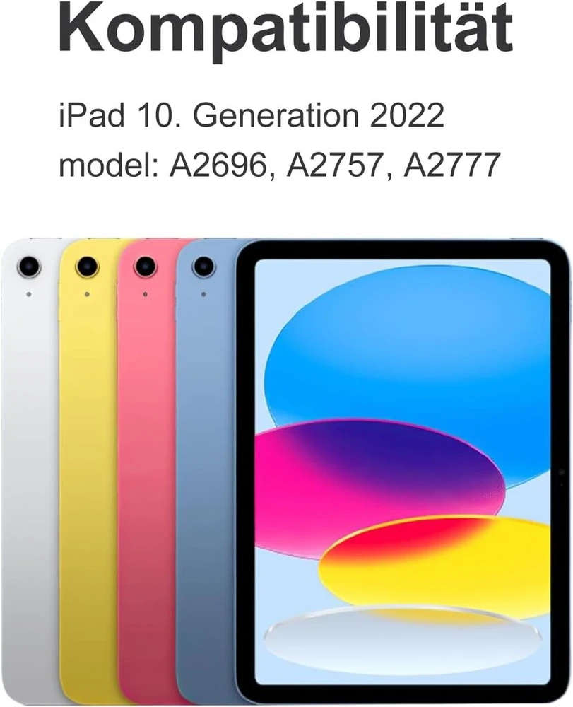 Iveoppe dėklas su klaviatūra, skirtas ipad a16 11 kartos 2025/10 kartos 2022, bluetooth magnetinė klaviatūra, skirta ipad 11-osios/10-osios kartos (11/10,9 colio), 7 spalvų apšvietimas, qwertz išdėstymo klaviatūra, mėlyna