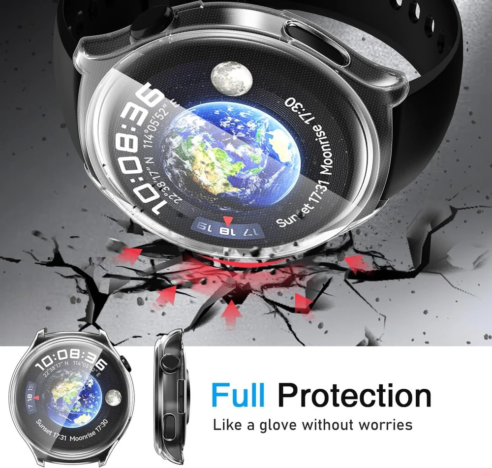Ivoler 3 skaidrūs silikoniniai dėklai, skirti huawei watch 4, apsauginis dėklas, pilnas ekrano apsaugos minkštas tpu dėklas, ekrano apsauginė plėvelė
