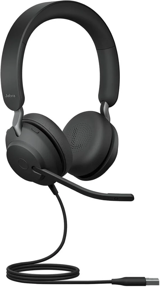 Jabra Evolve2 40 Se - laidinės stereo ausinės su triukšmo slopinimu ir 3 mikrofonų technologija - Usb-a kabelis - Ms Teams sertifikuotos, taip pat suderinamos su kitomis platformomis - juodos